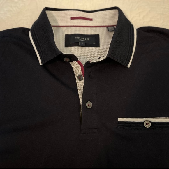 Like new! TED BAKER London Derry Flat Knit Polo Shirt Navy-Size 4 - Picture 3 of 9
